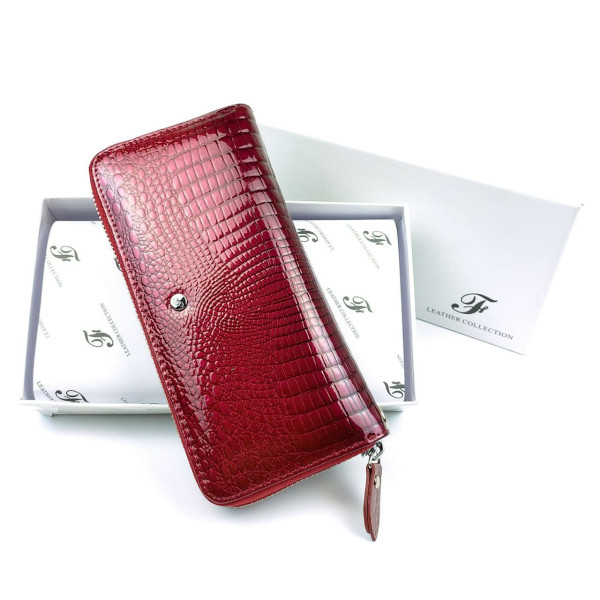 Стильний гаманець із шкіри з лаковим покриттям Salfeite F-AE38-DRED бордовий