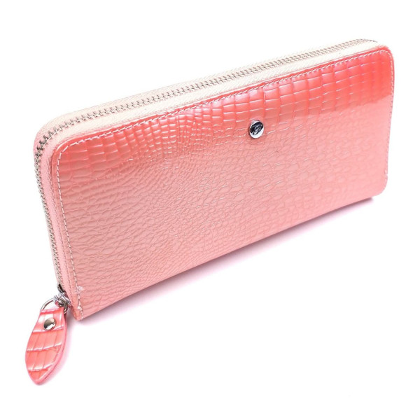 Лаковый кошелек из кожи с тиснением Salfeite F-AE38-PINK коралловый