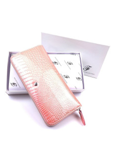 Лаковый кошелек из кожи с тиснением Salfeite F-AE38-PINK коралловый