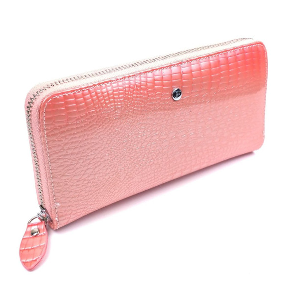 Лаковый кошелек из кожи с тиснением Salfeite F-AE38-PINK коралловый