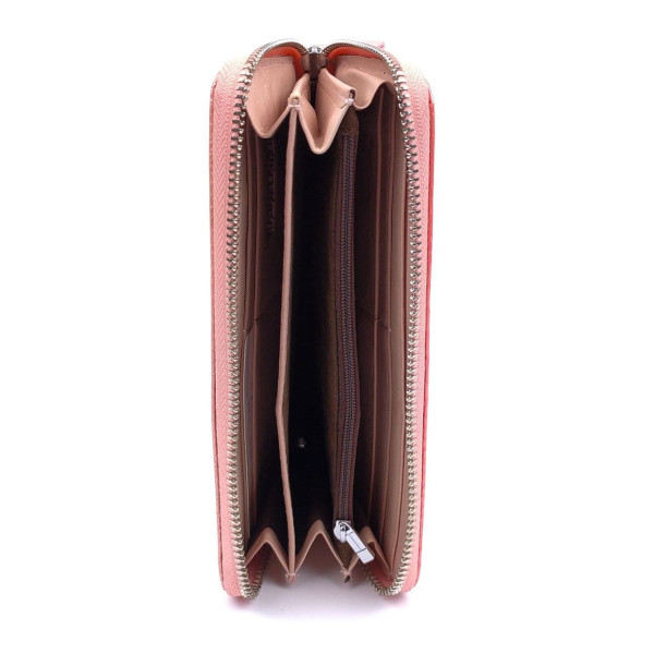 Лаковый кошелек из кожи с тиснением Salfeite F-AE38-PINK коралловый