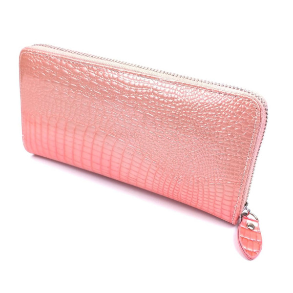 Лаковый кошелек из кожи с тиснением Salfeite F-AE38-PINK коралловый