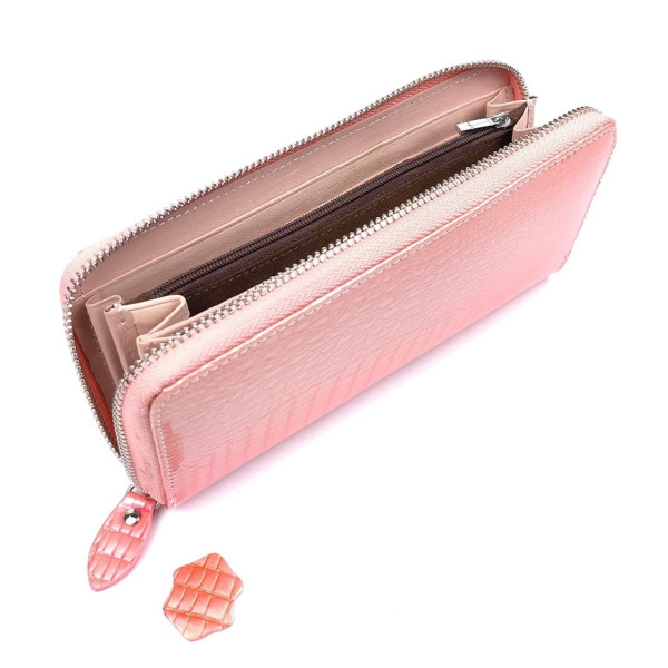Лаковый кошелек из кожи с тиснением Salfeite F-AE38-PINK коралловый