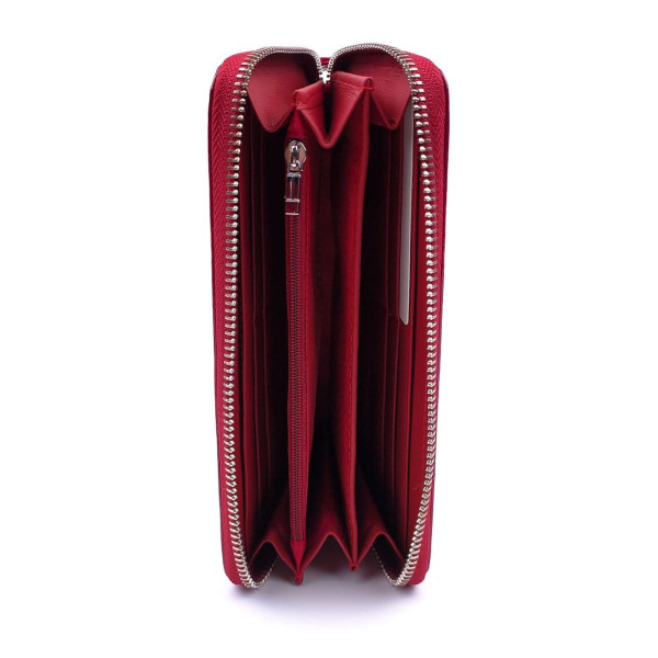 Яркий и практичный лаковый кошелек - клатч из кожи Salfeite F-AE38-RED красный