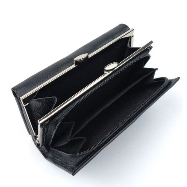 Женский кожаный кошелек с монетницей Salfeite F-2155-BLACK черный