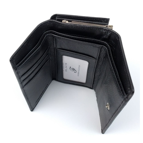 Женский кожаный кошелек с монетницей Salfeite F-2155-BLACK черный