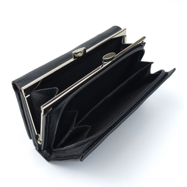 Женский кожаный кошелек с монетницей Salfeite F-2155-BLACK черный