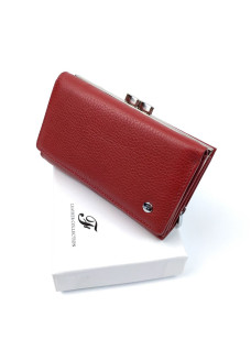 Яркий модный кожаный кошелек для девушек Salfeite F-2155-RED красный