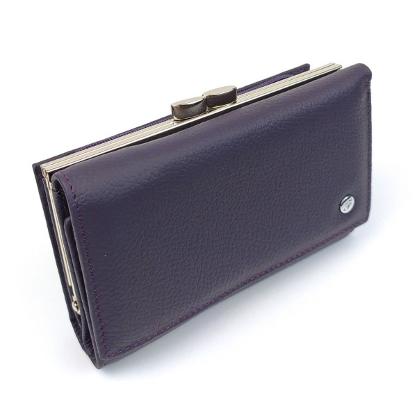 Функциональный  кошелек из кожи для девушек Salfeite F-2155-VIOLET фиолетовый