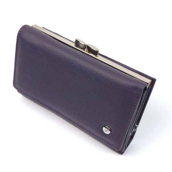 Функциональный  кошелек из кожи для девушек Salfeite F-2155-VIOLET фиолетовый