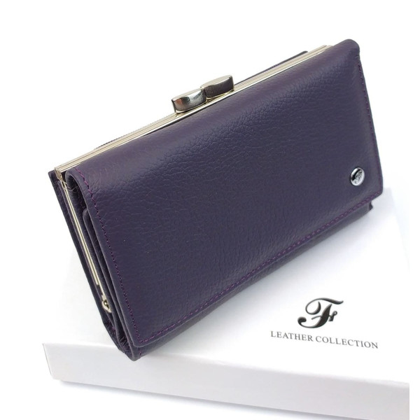 Функциональный  кошелек из кожи для девушек Salfeite F-2155-VIOLET фиолетовый