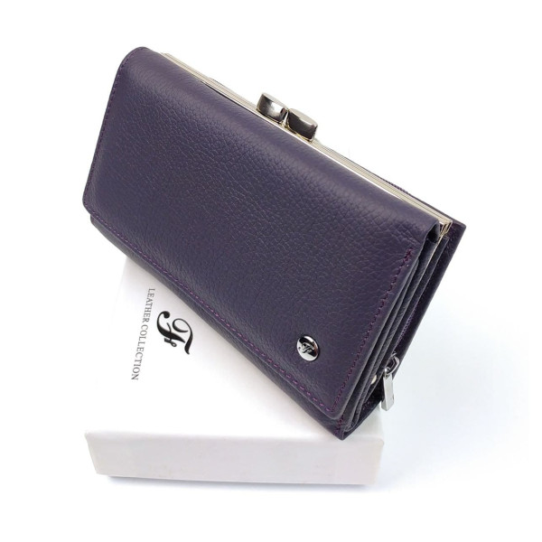Функциональный  кошелек из кожи для девушек Salfeite F-2155-VIOLET фиолетовый