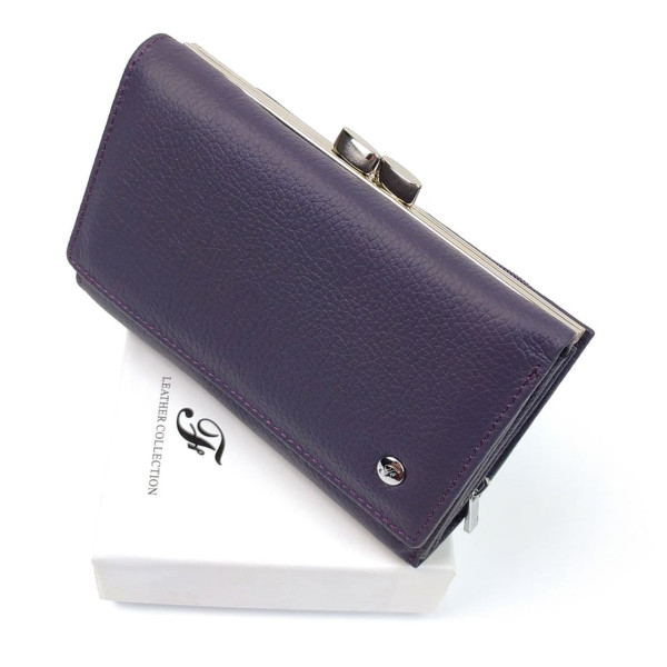 Функциональный  кошелек из кожи для девушек Salfeite F-2155-VIOLET фиолетовый