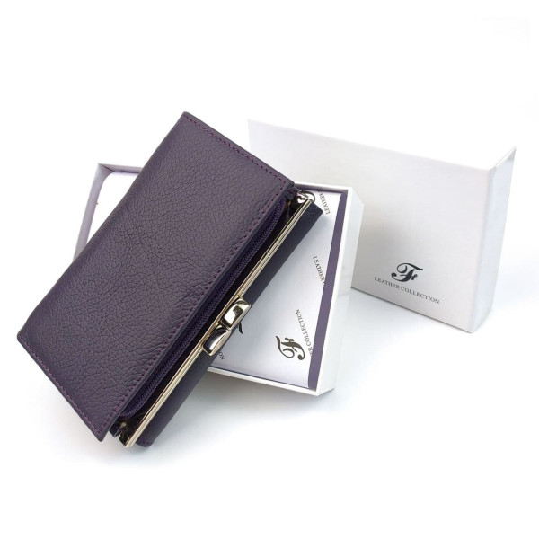 Функциональный  кошелек из кожи для девушек Salfeite F-2155-VIOLET фиолетовый
