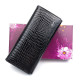 Женский кожаный лаковый кошелек на кнопке HENGHUANG HH-AE150-BLACK черный