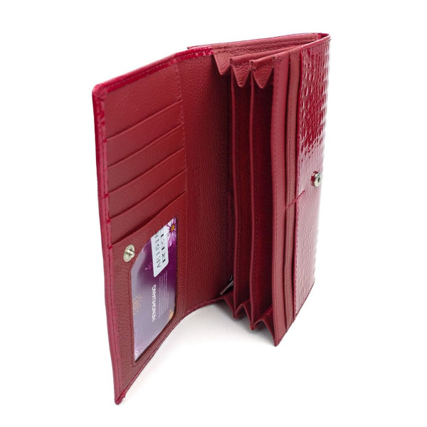 Женский кожаный лаковый кошелек на кнопке HENGHUANG HH-AE1518-RED красный