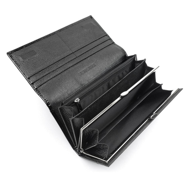 Лаковий місткий гаманець зі шкіри Salfeite F-AE150-1-BLACK чорний