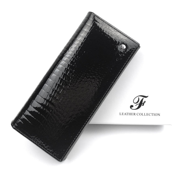 Лаковий місткий гаманець зі шкіри Salfeite F-AE150-1-BLACK чорний
