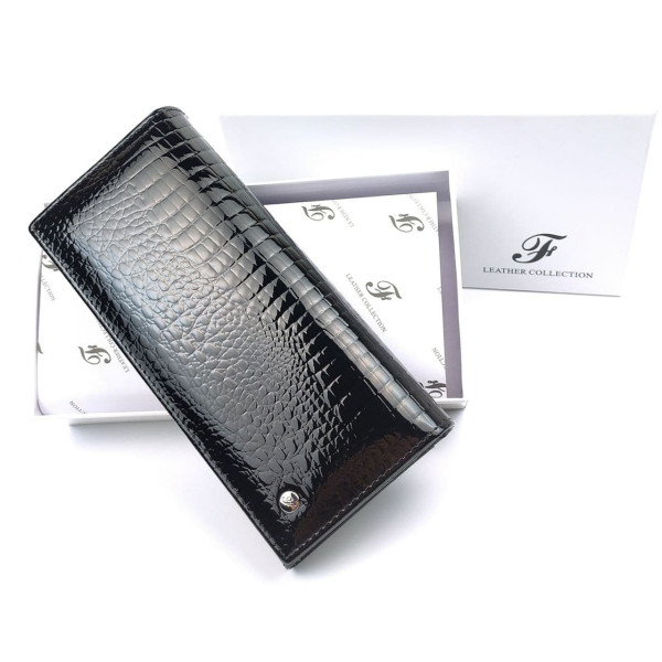 Лаковий місткий гаманець зі шкіри Salfeite F-AE150-1-BLACK чорний