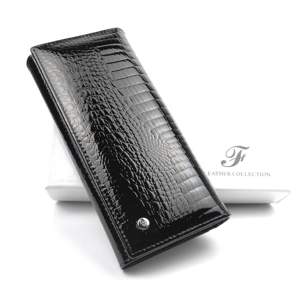 Лаковий місткий гаманець зі шкіри Salfeite F-AE150-1-BLACK чорний