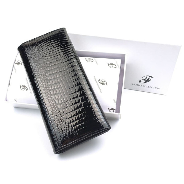 Лаковий місткий гаманець зі шкіри Salfeite F-AE150-1-BLACK чорний