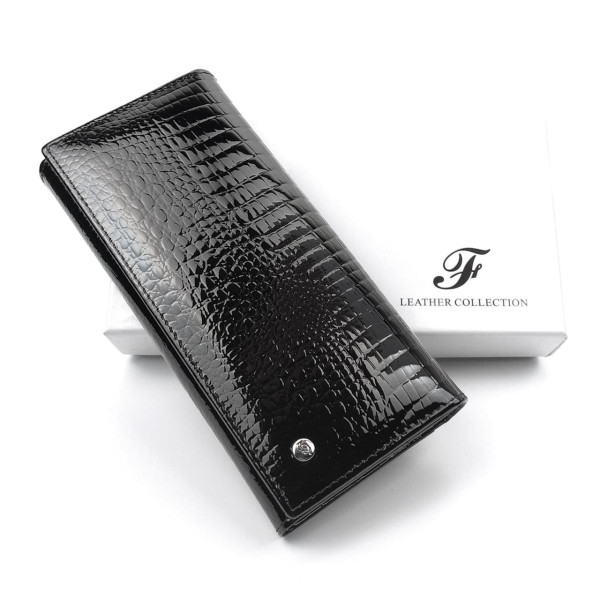 Лаковий місткий гаманець зі шкіри Salfeite F-AE150-1-BLACK чорний