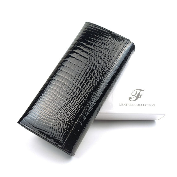 Лаковий місткий гаманець зі шкіри Salfeite F-AE150-1-BLACK чорний