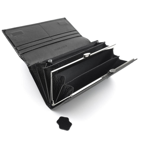 Лаковий місткий гаманець зі шкіри Salfeite F-AE150-1-BLACK чорний