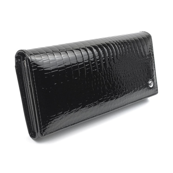 Лаковий місткий гаманець зі шкіри Salfeite F-AE150-1-BLACK чорний