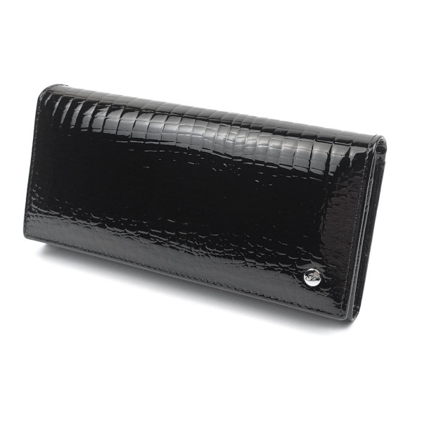 Лаковий місткий гаманець зі шкіри Salfeite F-AE150-1-BLACK чорний