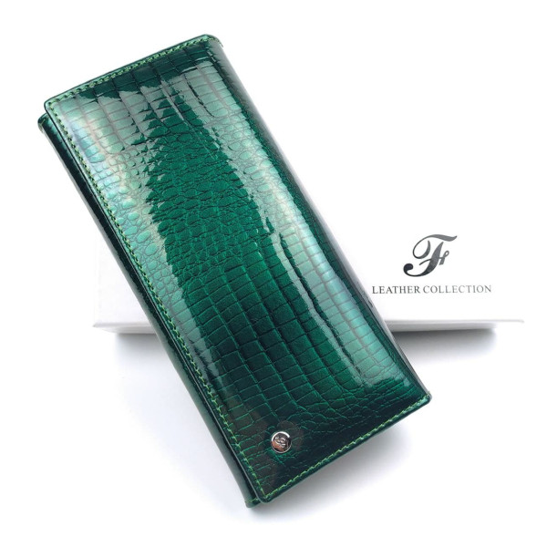 Вместительный стильный лаковый кошелек Salfeite F-AE150-1-GREEN зеленый