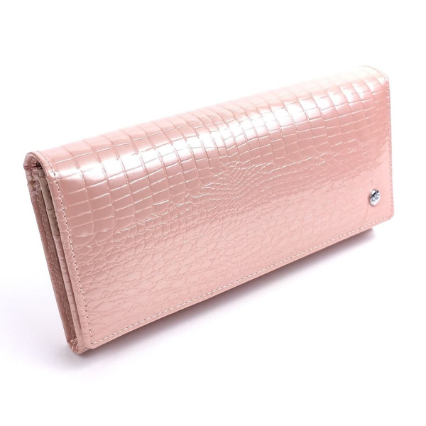 Модный лаковый кошелек из кожи с тиснением  Salfeite F-AE150-1-PINK розовый (пудра)
