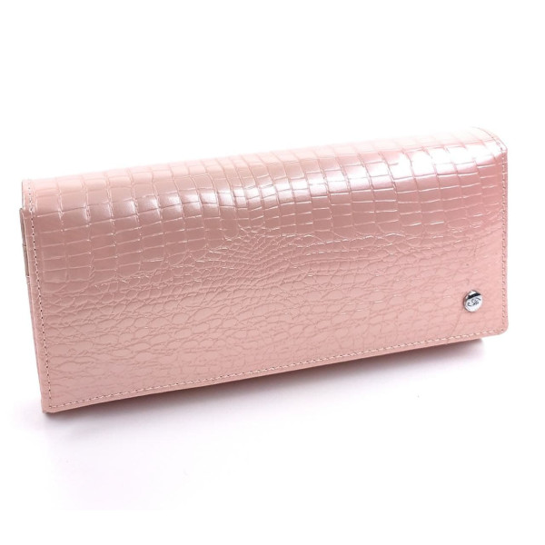 Модный лаковый кошелек из кожи с тиснением  Salfeite F-AE150-1-PINK розовый (пудра)
