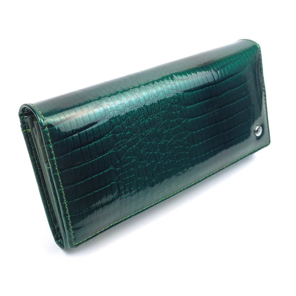 Вместительный стильный лаковый кошелек Salfeite F-AE150-1-GREEN зеленый