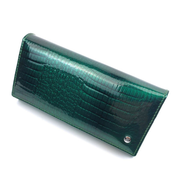 Вместительный стильный лаковый кошелек Salfeite F-AE150-1-GREEN зеленый