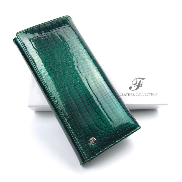 Вместительный стильный лаковый кошелек Salfeite F-AE150-1-GREEN зеленый