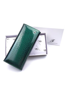Кошелек из тисненной лаковой кожи в стильном дизайне Salfeite F-AE501-1-GREEN зеленый