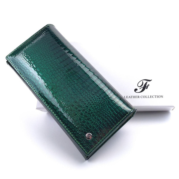 Гаманець із тисненої лакової шкіри у стильному дизайні Salfeite F-AE501-1-GREEN зелений
