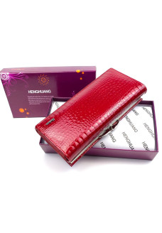 Женский кожаный лаковый кошелек на магните HENGHUANG HH-AE1518-1-RED красный