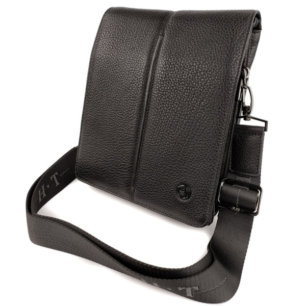 Чоловіча сумка-месенджер з натуральної шкіри HT Leather N5281-4 20х24,5х5см чорна