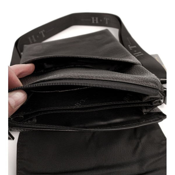 Чоловіча сумка-месенджер з натуральної шкіри HT Leather N5281-4 20х24,5х5см чорна