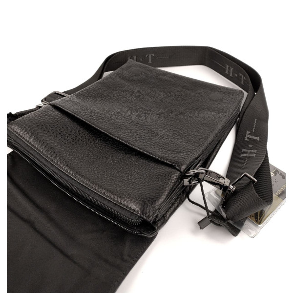 Чоловіча сумка-месенджер з натуральної шкіри HT Leather N5281-4 20х24,5х5см чорна