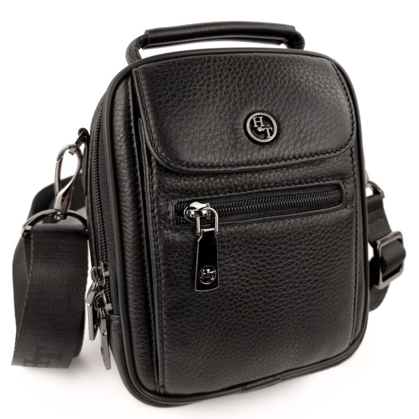 Мужская кожаная сумка-барсетка с ручкой H.T. Leather N2003-6 16х20х9см черная