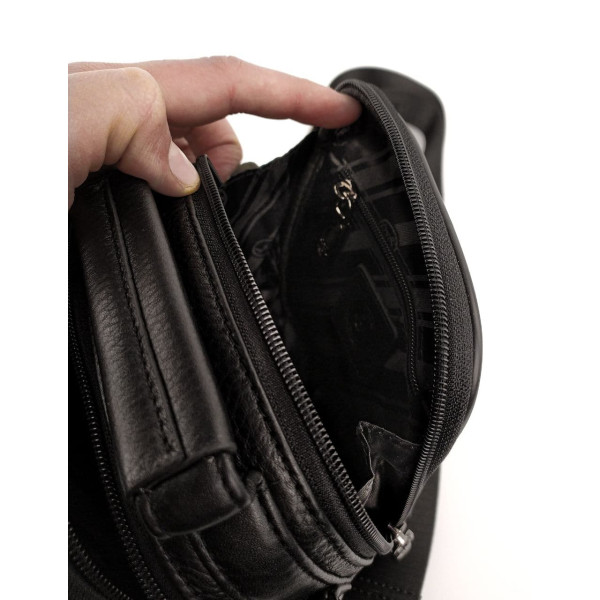 Мужская кожаная сумка-барсетка с ручкой H.T. Leather N2003-6 16х20х9см черная