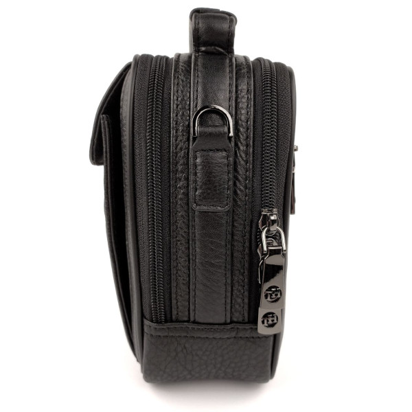 Мужская кожаная сумка-барсетка с ручкой H.T. Leather N2003-6 16х20х9см черная