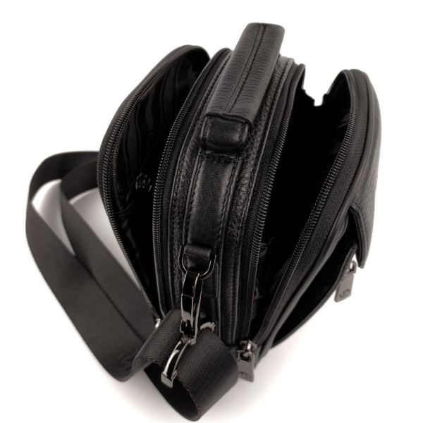 Мужская кожаная сумка-барсетка с ручкой H.T. Leather N2003-6 16х20х9см черная