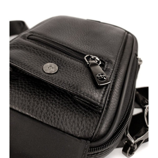Мужская кожаная сумка-барсетка с ручкой H.T. Leather N2003-6 16х20х9см черная