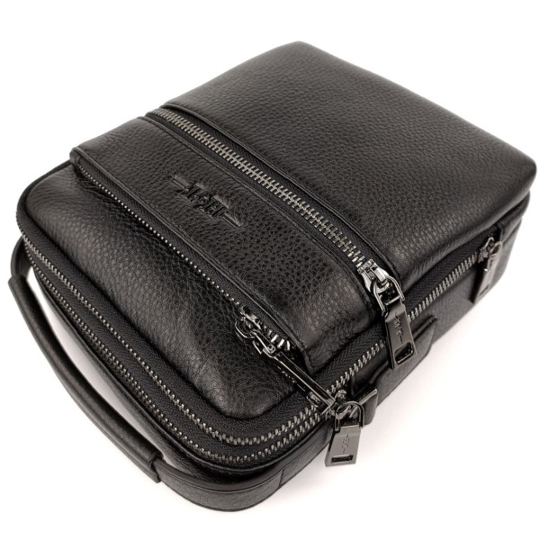 Стильная мужская кожаная сумка с ручкой H.T. Leather N407-13 17,5х21,5х9см черная