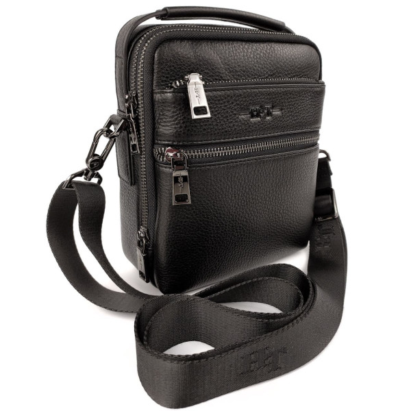 Стильная мужская кожаная сумка с ручкой H.T. Leather N407-13 17,5х21,5х9см черная