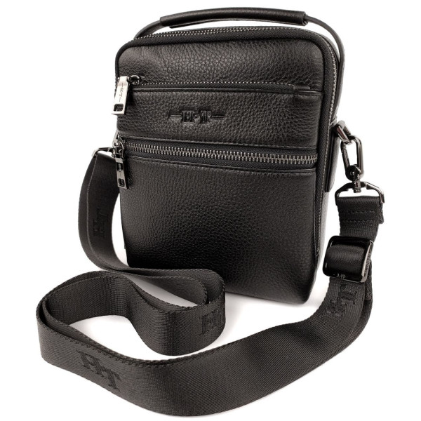 Стильная мужская кожаная сумка с ручкой H.T. Leather N407-13 17,5х21,5х9см черная